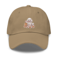 Dad hat: White poodle eating dim sum