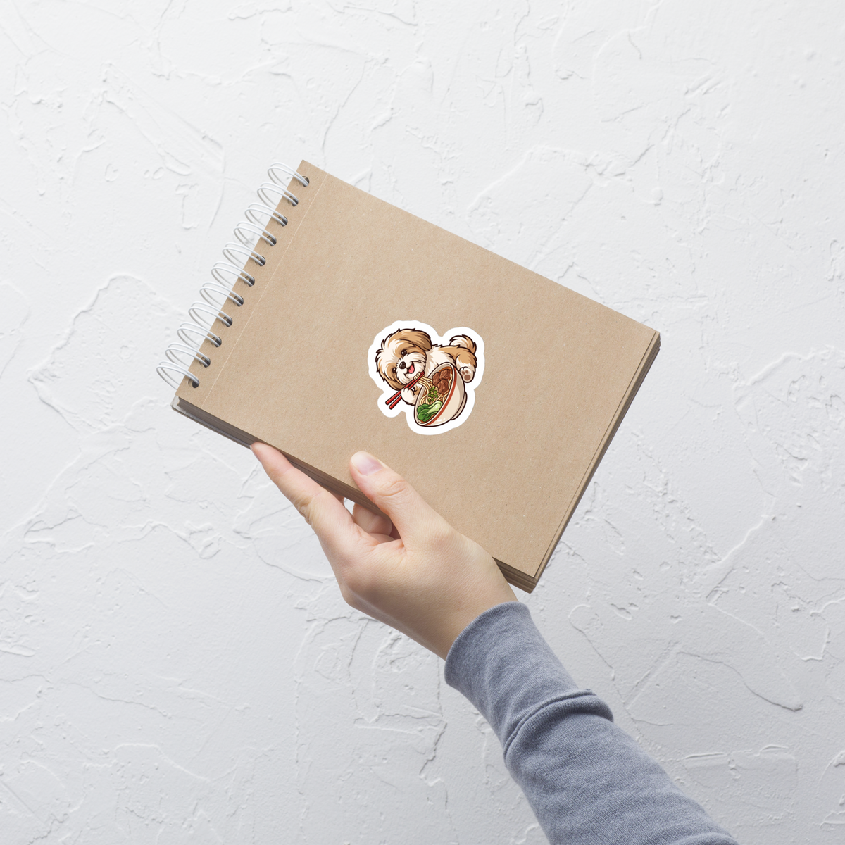 Bubble-free stickers: Shih Tzu eating noodles